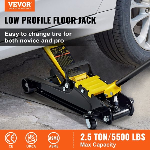 VEVOR Low Profile Floor Jack 2.5 ton Heavy Steel Single Piston Hydraulic Pump - Image 2