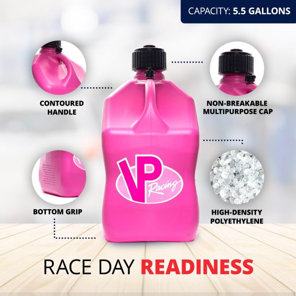 VP Racing 5.5 Gallon Motorsport Racing Fuel Utility Jug, Pink (12 Pack) - Image 3