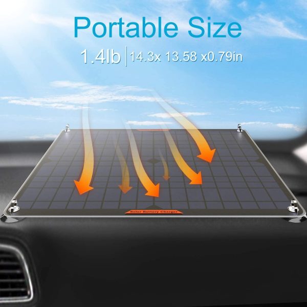 OYMSAE 20W 12V Solar Panel Car Battery Charger Portable Waterproof Power Trickle Battery Charger & Maintainer for Car Boat Automotive RV with Cigarette Lighter Plug & Alligator Clip - Image 7