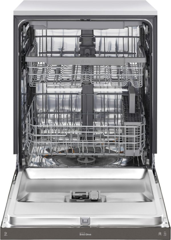 LG - 24" Front Control Smart Built-In Stainless Steel Tub Dishwasher with 3rd Rack, QuadWash, and 48dba - Black stainless steel - Image 5