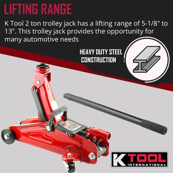 K Tool International 63103A 2 Ton Capacity Trolley Jack - Image 3