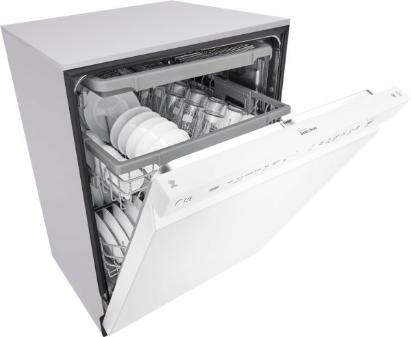 LG - 24" Front Control Smart Built-In Stainless Steel Tub Dishwasher with 3rd Rack, QuadWash, and 48dba - White - Image 4