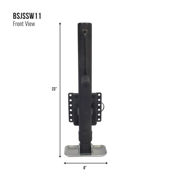 Trailer Valet Blackout Series 2K Side Wind Swivel Mount Jack: 15" Travel, 3" Channel for 2" Ball - Internal Sleeve, Signature Wrinkle Black Powder Coating (700-Hour Corrosion Resistance) - Image 2