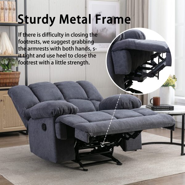 Dreamsir Oversized Rocker Recliner Chair, Manual Recliner Single Sofa Couch, Soft Fabric Overstuffed Rocking Chair for Living Room, Theater Seating for Big Man, Grey - Image 6