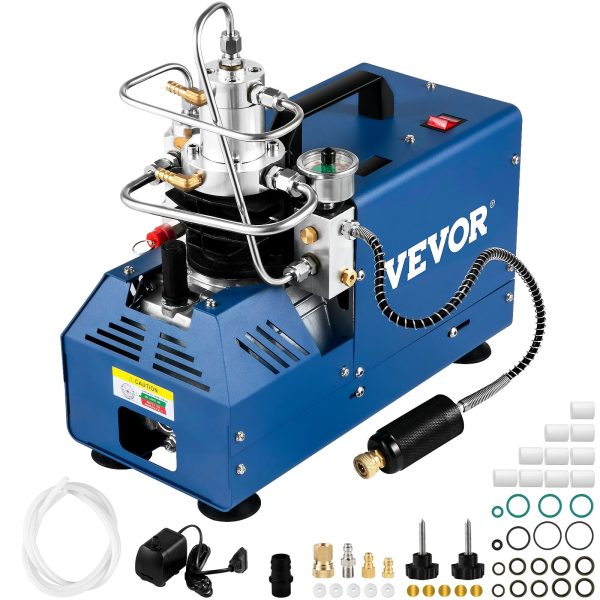 VEVORbrand High Pressure Compressor, 4500PSI/30MPA/300BAR High Pressure Air Compressor, 1800W 110V Automatic Stop Air Rifle Compressor for Paintball Air Rifle, PCP Rifle, Air Pistol, Diving Bottle