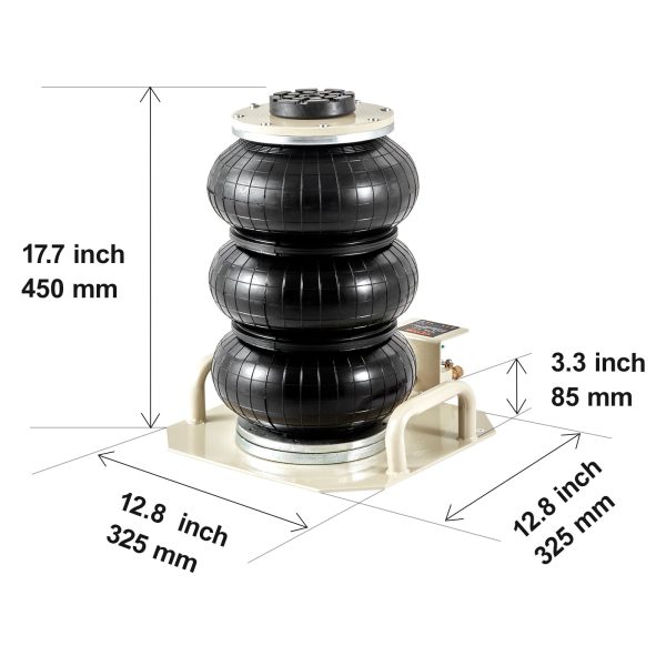 BENTISM Air Jack, 3 Ton/6600 lbs Triple Bag Air Jack, Airbag Jack with Six Steel Pipes, Lift up to 17.7 inch/450 mm, 3-5 s Fast Lifting Pneumatic Jack, with Side Handles for Car, Garage, Repair - Image 8