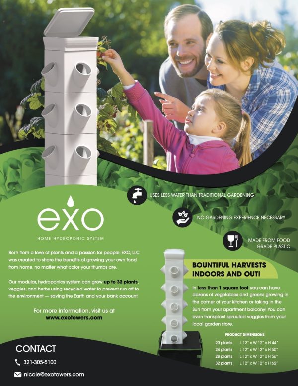 STANDARD HYDROPONIC TOWER - EXOTOWER 4 Tier KIT INDOOR HYDROPONIC GARDEN - VERTICAL HYDROPONIC GARDEN WITH IRRIGATION BLOCK AND LID for indoor and outdoor use - Image 3