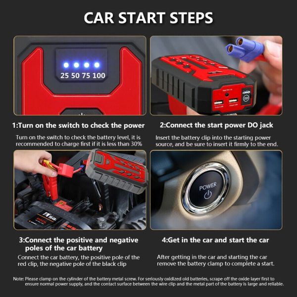 SOATUTO Car Jump Starter 28000mAh Car Jump Starter Box Battery Charger Pack Booster Portable Power Bank - Red - Image 4