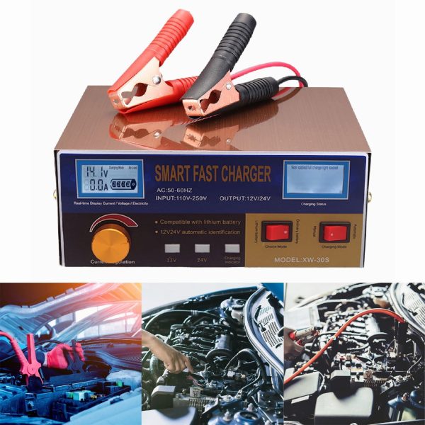 XWQ Battery Charger Pulse Repair High Power Antiflaming 400W 12V 24V Storage Battery Maintainer for Car - Image 5