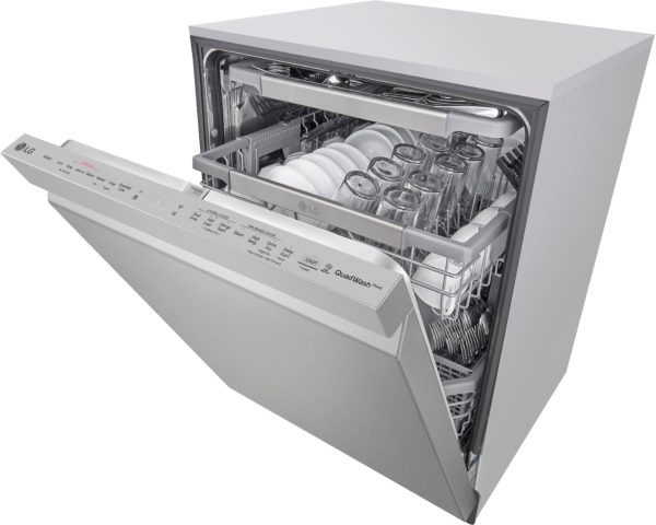 LG - 24" Top Control Smart Built-In Stainless Steel Tub Dishwasher with 3rd Rack, QuadWash and 44db - Stainless steel - Image 4