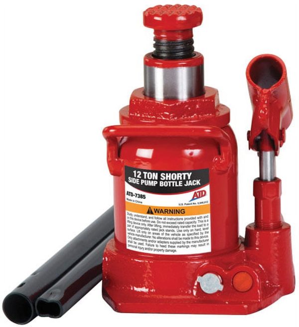 Atd Tools ATD-7385 12-ton Heavy-duty Hydraulic Side Pump Bottle Jack Shorty Version