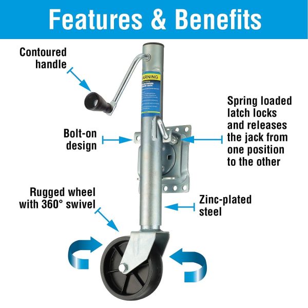 Seachoice Fold Up Trailer Jack, 22-7/8 In., Max Lift 1,000 Lbs. - Image 3