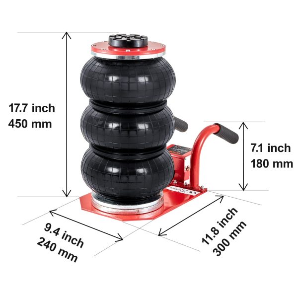 BENTISM Air Jack, 3 Ton/6600 lbs Triple Bag Air Jack, Airbag Jack with Six Steel Pipes, Lift up to 17.7 inch/450 mm, 3-5 s Fast Lifting Pneumatic Jack, with Short Handles for Cars, Garages, Repair - Image 8