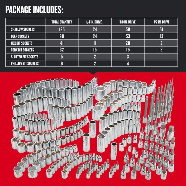 Craftsman 1/4 & 3/8 & 1/2 in. drive SAE 6 and 12 Point Socket Set 299 pc - Image 3