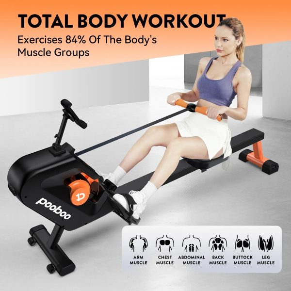 Pooboo 85% Pre-assembled Magnetic Rowing Machines Rower Foldable 8 Level Resistance Indoor Rower Machines Home Exercise 350lb - Image 6