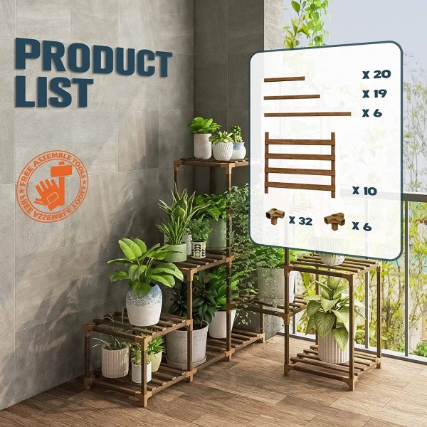 Corner Plant Stand Indoor Wood Outdoor Plant Shelf for Multiple Plants Ladder Plant Holder Table Plant Pot Stand for Window Garden Balcony Living Room - Image 4