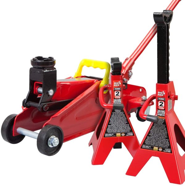 BIG RED Hydraulic Trolley/Floor Jack Combo with 2 Jack Stands 2 Ton ,Red, W8201