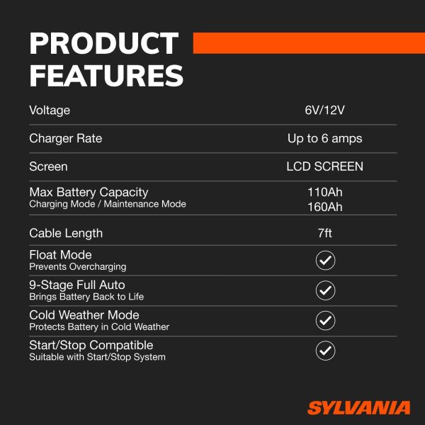 SYLVANIA - Smart Charger - Heavy-Duty, Portable Car Battery Charger - Make Charging Your Car Battery Easy - Use as Battery Maintainer & Charger - 6V or 12V Voltage Output - 6 AMP - Image 7