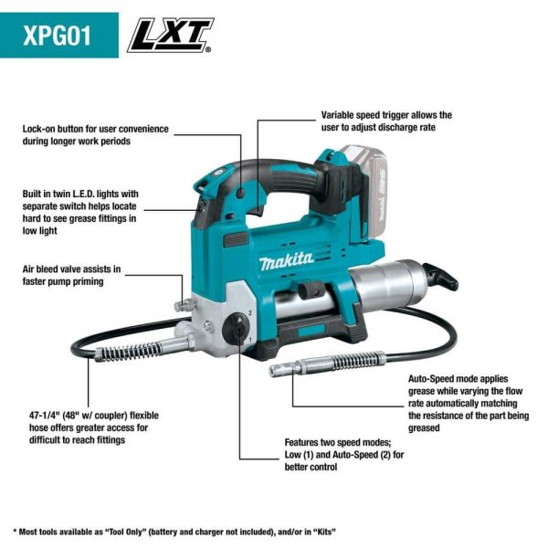 18V LXT Lithium-Ion Cordless Grease Gun Kit, 3.0Ah XPG01S1 - Image 2