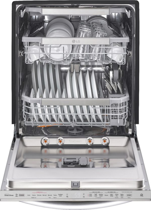 LG - 24" Top Control Smart Built-In Dishwasher with TrueSteam, Tub Light and Quiet Operation - Stainless steel - Image 5