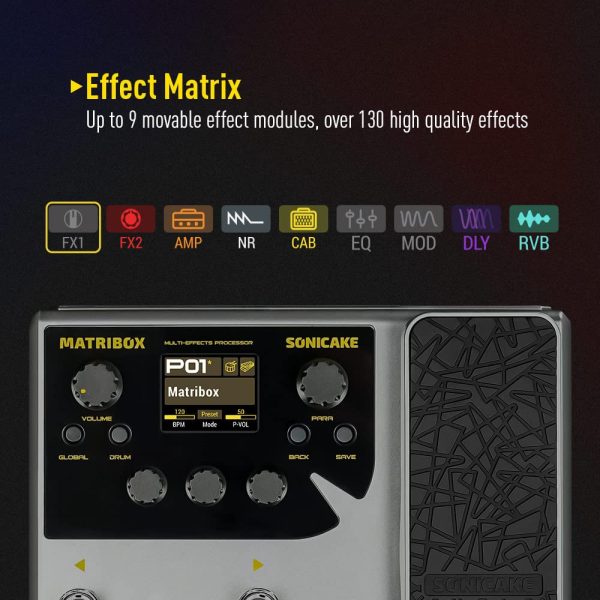 SONICAKE Multi Effects Processor with Expression Pedal Guitar Bass Amp Modeling IR Cabinets Simulation Stereo OTG USB Audio Interface Matribox - Image 3