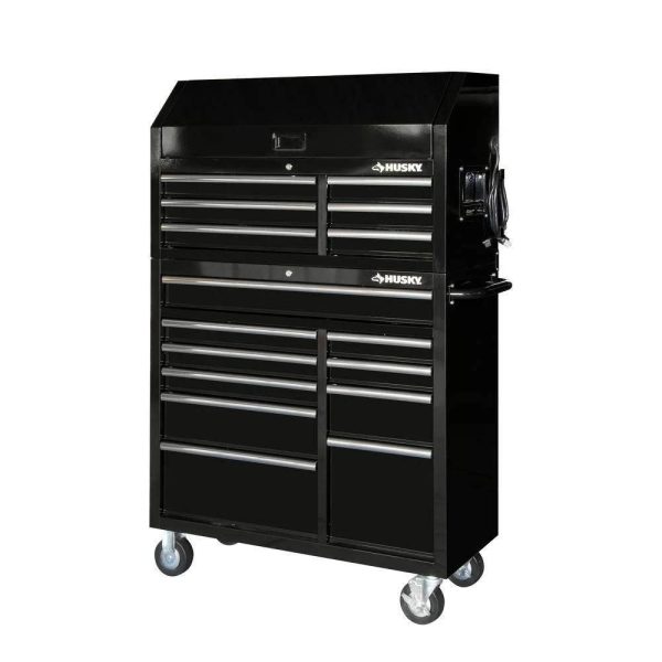 41 in. 16-Drawer Tool Chest and Cabinet Combo in Gloss Black