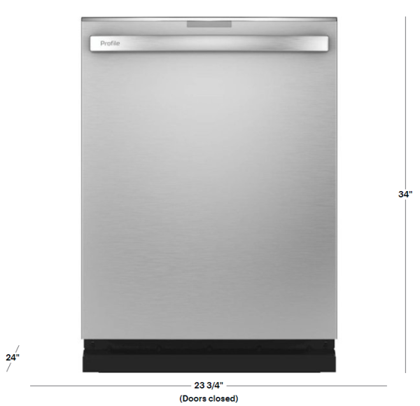 GE Profile - Hidden Control Built-In Dishwasher with Stainless Steel Tub, Fingerprint Resistance, 3rd Rack, 39 dBA - Stainless steel - Image 3