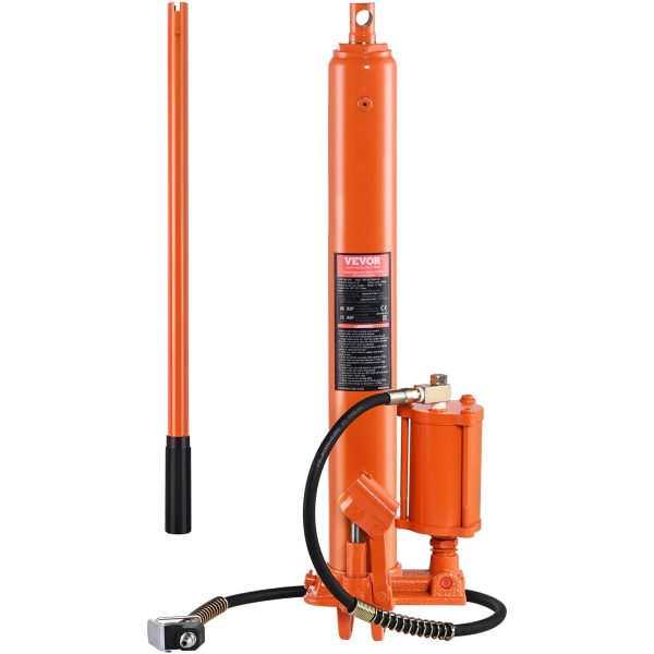 BENTISM Hydraulic Long Ram Jack, 8 Ton Engine Hoist Cylinder with Air Pump and Single Piston Pump, Hydraulic Ram Cylinder Clevis Base for Engine Lift Hoists, Garage/Shop Cranes, Mechanical, Farm