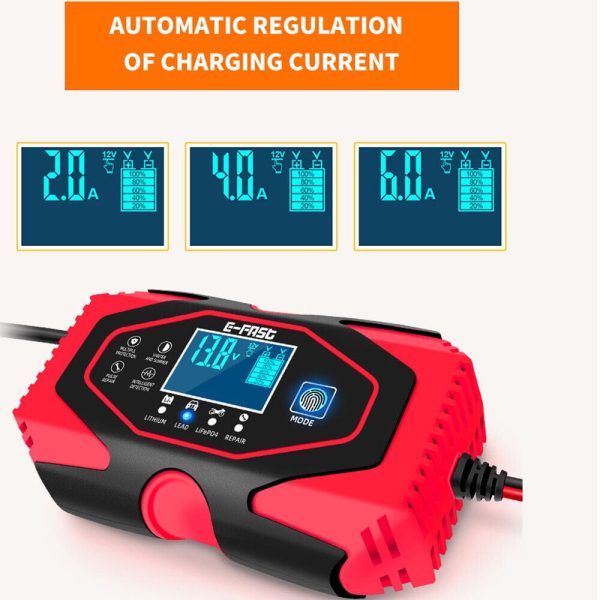 Car Battery Charger Smart Automatic 12V/24V Lead-acid AGM GEL& Lithium LiFePO4 - Image 2