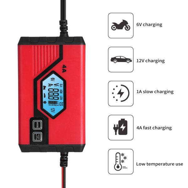 Spirastell Charger,Battery With Lcd Battery 4 Amp Screen Battery Maintainer With Lcd Screen Battery Maintainer Car 4 Amp 6v/12v Amp 6v/12v Battery Maintainer Car Atv Car Battery 4 Lcd Screen Battery - Image 5