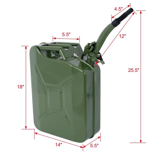 20 Liter (5 Gallon) Jerry Fuel Can with Flexible Spout, Portable Jerry Cans Fuel Tank Steel Fuel Can, Fuels Gasoline Cars, Trucks, Equipment, GREEN - Image 8