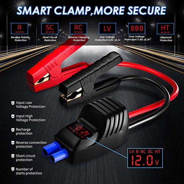 Imazing Portable Car Jump Starter - 2500A Peak 20000mAH (Up to 8L Gas or 8L Diesel Engine) 12V Auto Battery Booster Portable Power Pack with LCD Display Jumper Cables, QC 3.0 and LED Light - Image 6