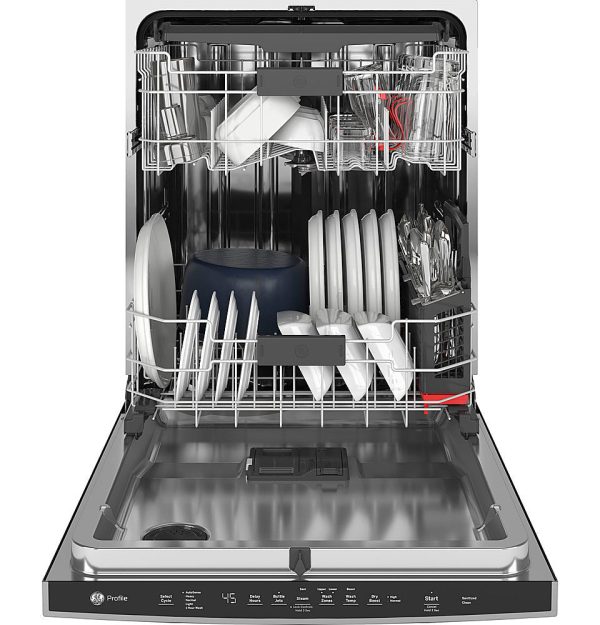 GE Profile - Top Control Built-In Dishwasher with Stainless Steel Tub, 3rd Rack, 45dBA - Black stainless steel - Image 2