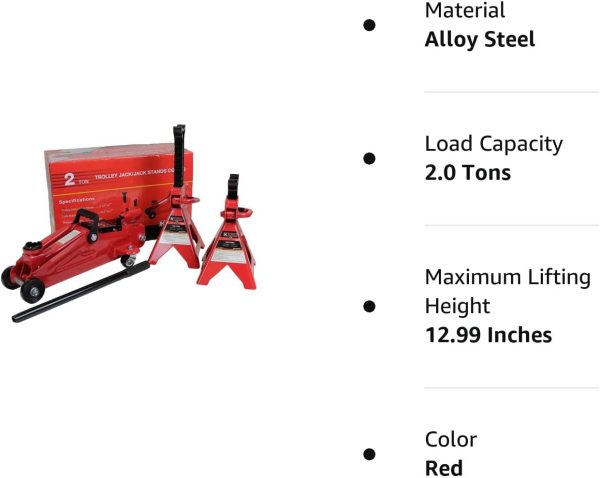 K Tool International KTI63097A 2 Ton Trolley & Jack Stands Combo - Image 9