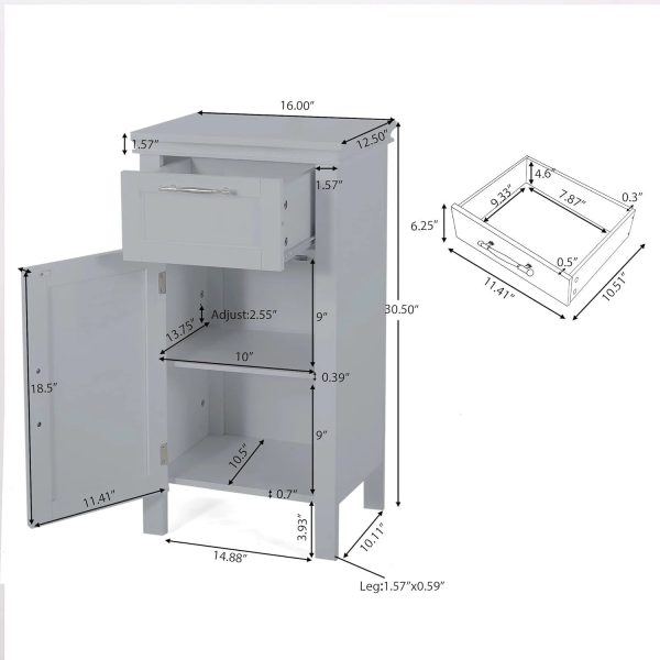 Upgrade Your Living Space with Elegant and Stylish Modern White Wooden Bathroom Storage Shelf Unit for Home and Office Use Ideal Space Saving Freestanding Tall Cupboard Cabinet with Door - Image 4