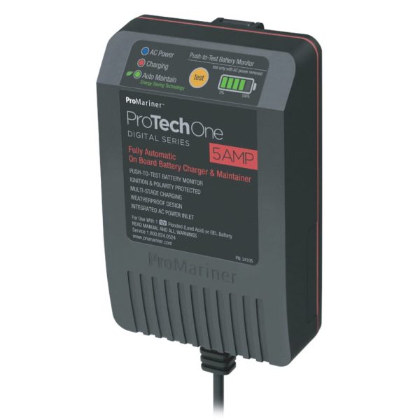 ProMariner 24105 ProTechOne Digital Series On Board Battery Charger/Maintainer, AC Inlet with Self-Closing Cover - 5 Amp