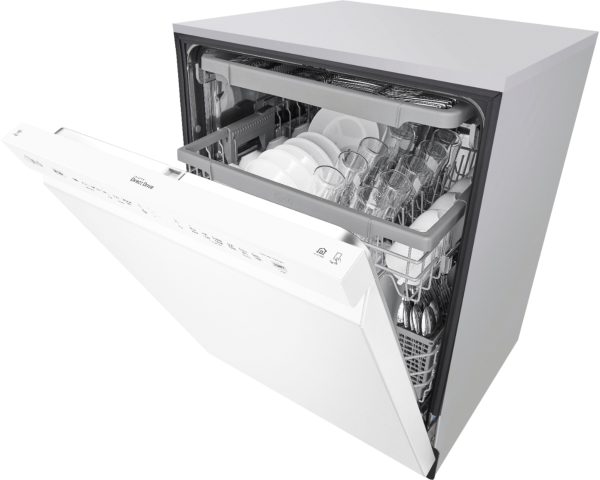 LG - 24" Front Control Smart Built-In Stainless Steel Tub Dishwasher with 3rd Rack, QuadWash, and 48dba - White - Image 3