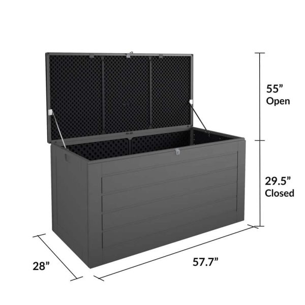 Cosco 88180BGY1E 180 Gal. Extra Large， Black and Charcoal Outdoor Deck Box - Image 6