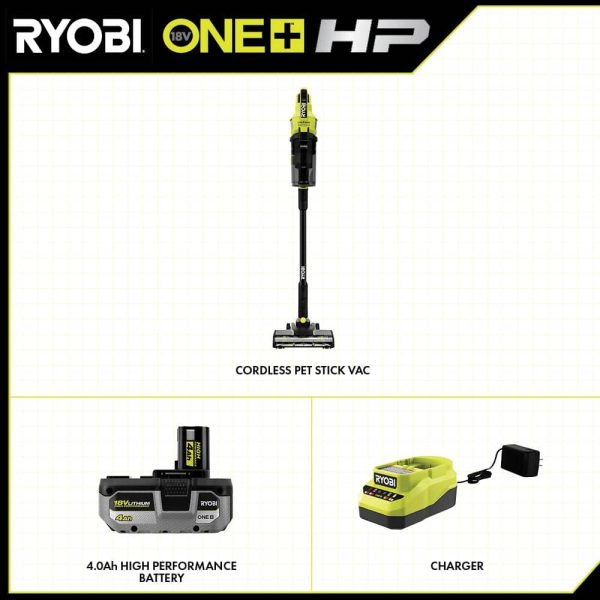 ONE+ HP 18V Brushless Cordless Pet Stick Vacuum Cleaner Kit with 4.0 Ah HIGH PERFORMANCE Battery and Charger PBLSV716K - Image 2