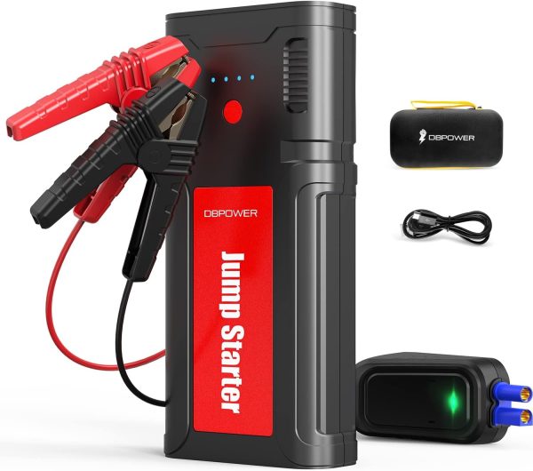 DBPOWER Car Jump Starter - 2500A Peak, 21800mAh Battery, Quick Charge, 12V Portable Booster for 8.0L Gas/6.5L Diesel Engines,Black Red