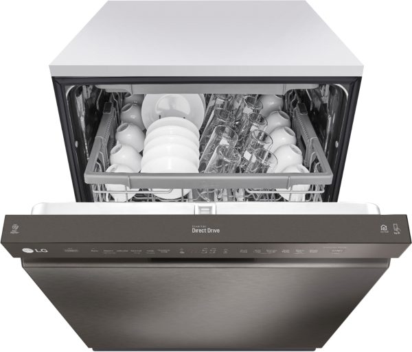 LG - 24" Front Control Smart Built-In Stainless Steel Tub Dishwasher with 3rd Rack, QuadWash, and 48dba - Black stainless steel - Image 8