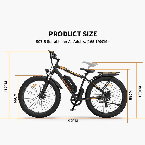 26 In.48V 13Ah 750W Mountain Electric Bikes for Adults Men, 26"x4.0 Fat Tire Electric Bicycle 7 speeds Gear Outdoor Ebikes, Black,S48 - Image 9