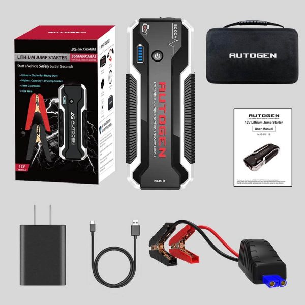 AUTOGEN 3000A Car Battery Charger for Up to 10.0L Gas & Diesel 12V Portable Jump Starter - Image 10