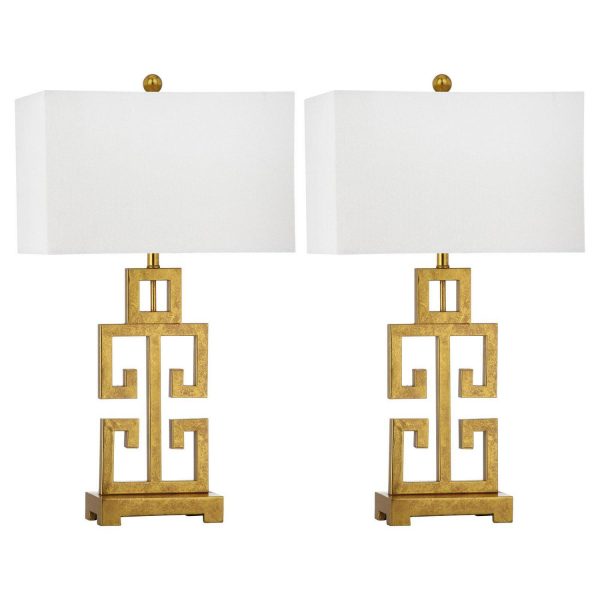 Safavieh 29 in. H Greek Key Geometric Glam Table Lamp， Set of 2