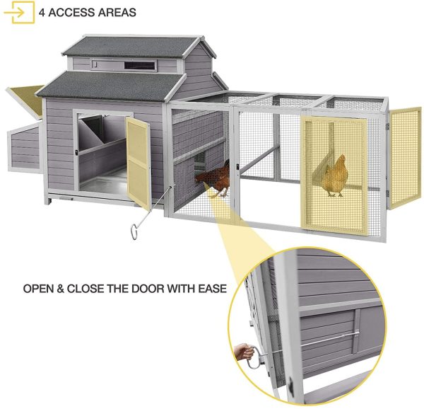 Morgete Extra Large Chicken Coop Wooden Hen House for 8-10 Chickens - Image 4