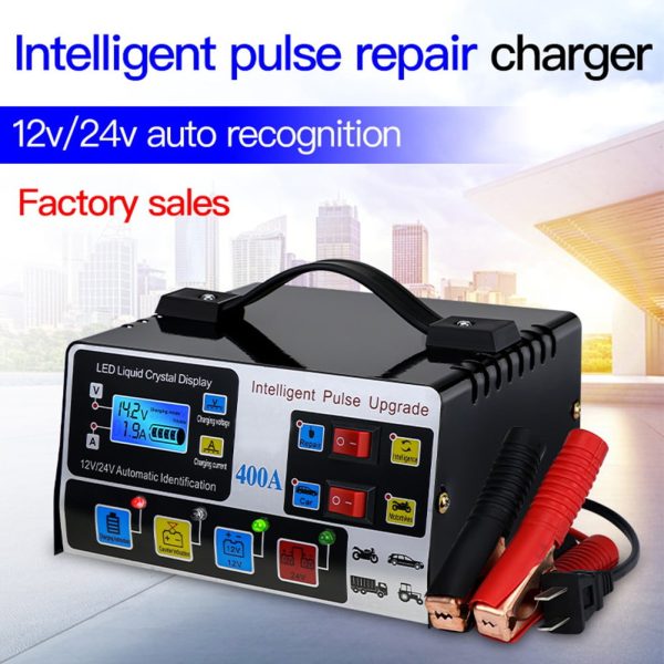 Car Battery Charger Fully Automatic High Frequency Intelligent Pulse Repair LCD