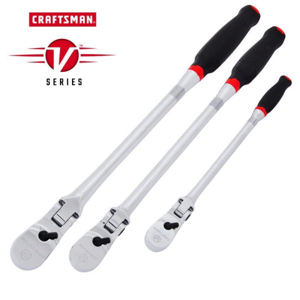 Craftsman V-Series 1/2, 1/4 and 3/8 in. drive Comfort Grip Long Flex Head Ratchet Set - Image 2