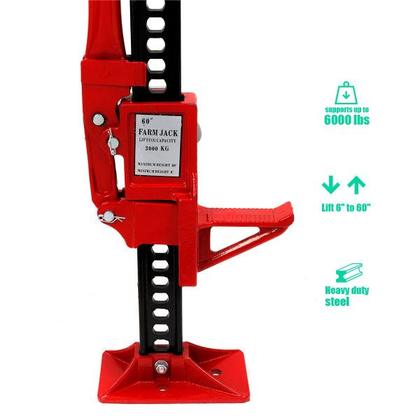 Stark 60" Farm Tractor Truck SUV Bumper Jack Ratcheting Off Road Farm Jack 3-Ton Capacity Truck Lift Bumper - Image 2