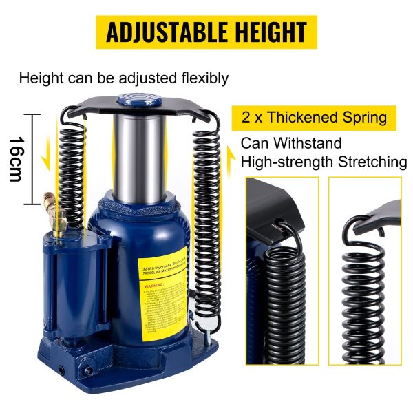 BENTISM Air Hydraulic Bottle Jack, 32 Ton/70550lbs, Pneumatic/Manual High Lift Bottle Jack, with Hand Pump for Car Truck RV Repair Lift - Image 7