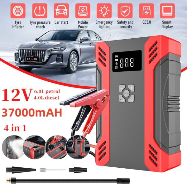 Kepeak 37000mAh Car Jump Starter with Air Compressor (7.0L Gas/4.0L Diesel), 2000A Peak Portable Battery Starter